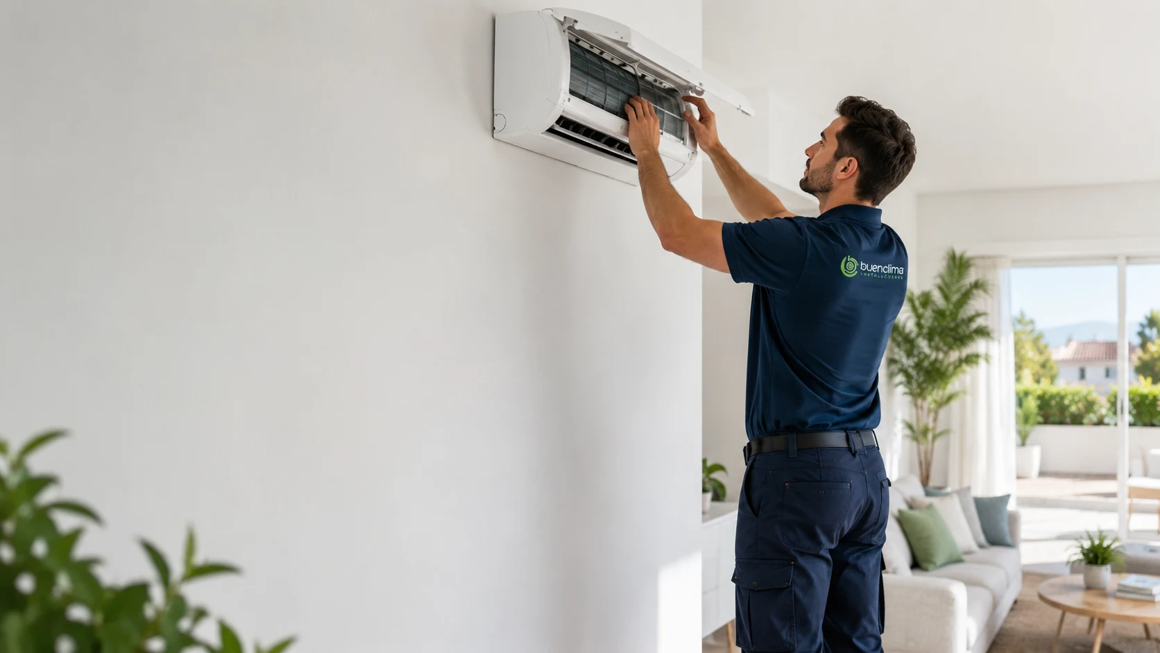 Técnico de Buenclima revisando un sistema de climatización
